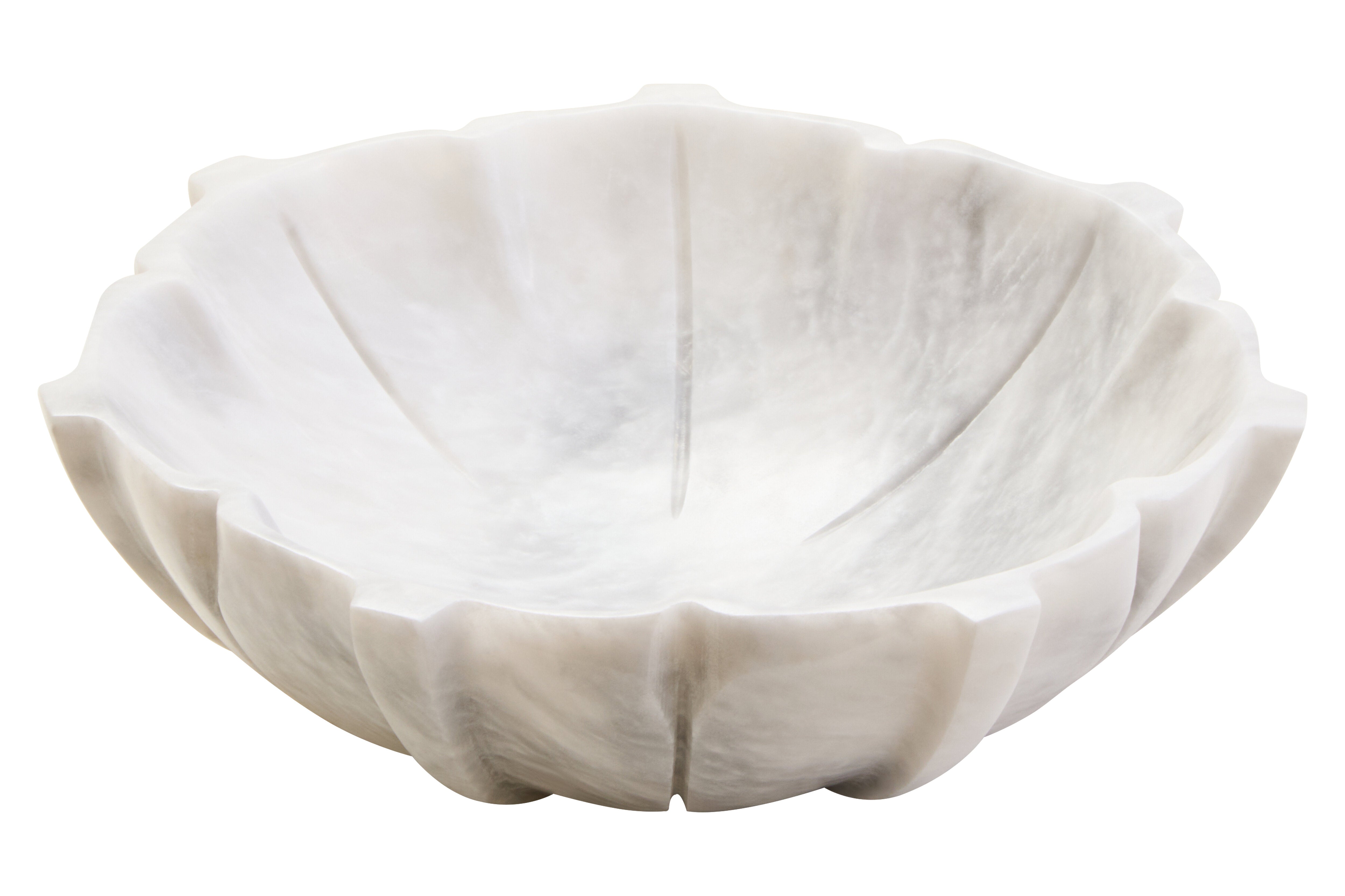 Visso White Marble Lotus Bowl | Medium